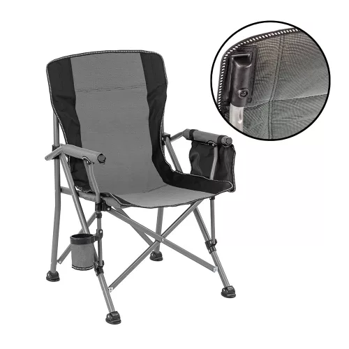 Leziter Comfort Plus Angelstuhl mit Armlehne und Becherhalter grau