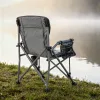Leziter Comfort Plus Angelstuhl mit Armlehne und Becherhalter grau