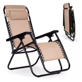   ZERO GRAVITY Klappbare beige Sonnenliege mit verstellbarer Rückenlehne